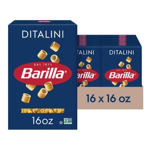 Barilla Ditalini Pasta, 16 oz. Box (Pack of 16) - Non-GMO, Made with Durum Wheat Semolina - Kosher Certified
