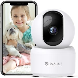 GALAYOU Indoor Security Camera 2K, Pet Camera, 360 Degree WiFi Home Security Camera for Baby/Elder/Nanny with Night Vision, Siren, 24/7 SD Card Storage, Works with Alexa and Google Assistant G2 (1 Count (Pack of 1))