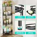 HapiRm Standing Corner Shower Caddy - 4 Tier Shower Organizer Corner with Soap Holder and 4 Hooks, Rustproof Bathroom Storage Shelves with Adhesives, Black