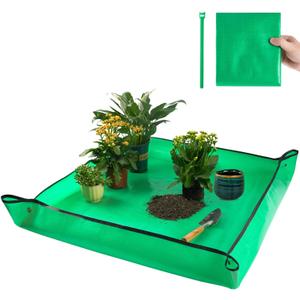 Extra Large Waterproof Potting Mat for Indoor Plant Transplanting and Mess Control, Table Top Potting Tray Repotting Mat Birthday Gifts for Plant Lovers Gardening Gifts for Women (Pale Green)
