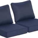 24x24 Inch Outdoor Deep Seat Cushions Set of 2, Curved Back Cover Only, Flat Thick High-Density Foam, Water-Resistant, Piped Edges & YKK Hidden Zipper for Patio Furniture,Midnight, 24"x24"x5.5"-2sets