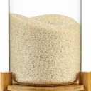 Rice Dispenser, Rice Storage ContainerFlour and Cereal Container with Airtight Lid and Wooden Stand, Glass Food Storge Container for Kitchen Organization and Pantry Store (8L), Large
