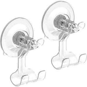 Suction Cup Hook, 2 Pack Clear Shower Hooks, Removable Small Suction Cup Hooks for Shower, Kitchen, Bathroom, Glass Windows, Door, Hanging up to 6.6 lbs