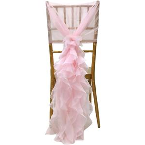 Milk Yarn Chair Cover, Tulle Chair Back Cap Covers for Bridal Shower, Wedding, Baby Shower Decoration Long Tulle High Chair Skirt Slipcovers (Pink, 2pcs)