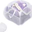 Collapsible Laundry Basket, 90L Foldable Pop-up Laundry Hamper with Handles, Mesh Dirty Clothes Hamper for Laundry, Bathroom, Kids Room, Dorm, Travel or Camping (White) (Square-Mesh1 Pack)