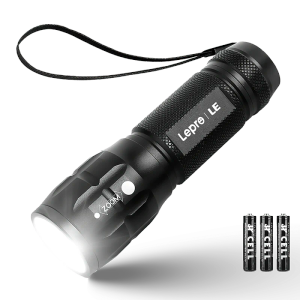 Lighting EVER LED Flashlights High Lumens, Small Flashlight, Waterproof, Adjustable Focus Flash Light for Outdoor, Emergency, AAA Batteries Included, Tactical & Camping Accessories