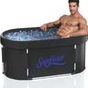 Ice Bath Tub for Athletes, 129 Gal Oval Cold Plunge Tub with Insulated Cover & Drain Valve, Portable Foldable, Cold Water Therapy at Home/Gym/Outdoor