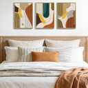 PHOPAGO Boho Abstract Framed Wall Art Modern Minimalist Luxury Gold Line Artwork Kitchen Dining Room Decor 11x14in Natural Framed
