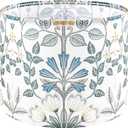 Printing Big Floral Drum Lamp Shade Medium Table Lampshade,13" Top x 13" Bottom x 10" High(Spider), Ideal for Livingroom,Bedroom,Floor Lamps,Modern Linen Lamps Shades Decor,Assembly Required, By GO&SO