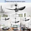 CACI Mall 52" Ceiling Fan No Light, Remote Control, Modern, 3 Blades Ceiling Fan with Noiseless Reversible Dc Motor for Living Room, Bedroom