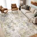 Area Rugs for Living Room: 9X12 Large Soft Washable Rug Modern Abstract Non-Slip Backing Stain Resistant Carpet for Bedroom Dining Room or Home Office Home Decor -Gray Gold