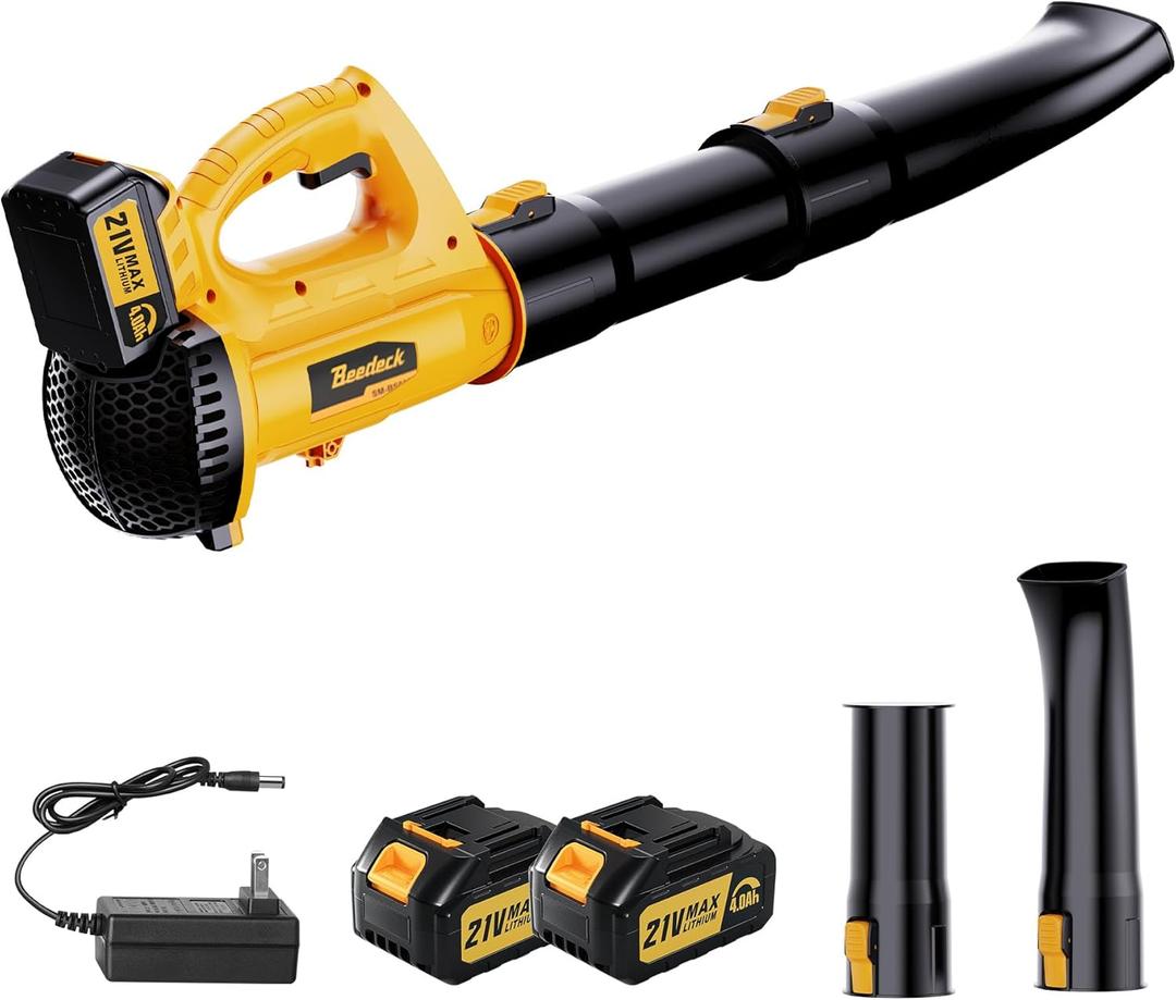 Leaf Blower Cordless with 4.0Ah Battery and Charger, 6 Speed Mode, 250MPH High Speed Lightweight Electric Leaf Blowers Cordless for Lawn Care, Patio, Garden Cleaning and Dust (Yellow)