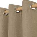 LAMIT Natural Linen Curtains 84 inch Length 2 Panels, Linen Textured Thermal Insulated Bedroom Curtains Grommet Privacy Light Filtering Drapes for Living Room/Farmhouse, W52 x L84, Tan Brown