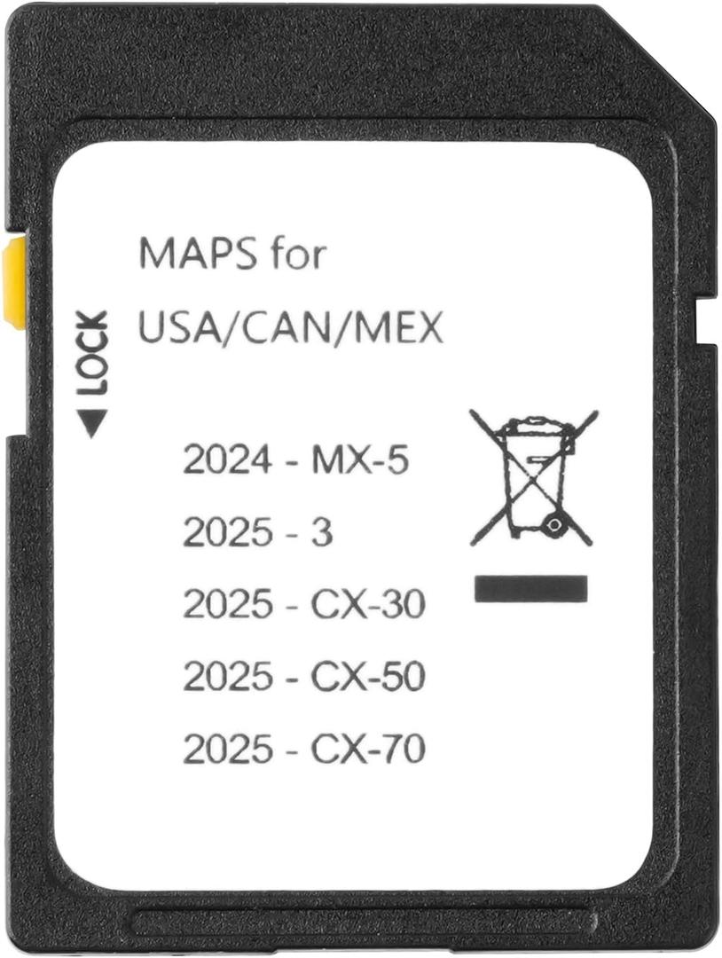 Latest Version Navigation SD Card Fits for Mazda CX-30/CX-50/CX-70/3 2025, MX-5 2024 Car GPS Navigation System for USA/Canada Replacement Accessories