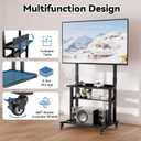 Outdoor TV Stand with Foldable Table, Tilt & Height Adjustable Rolling TV Cart for 32-75 inch TVs, Portable TV Stand on Wheels with 3 Storage Shelves, Hold up to 150 lbs, Black