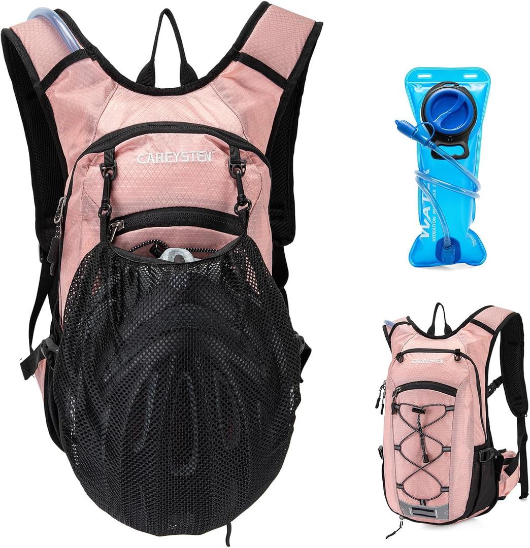 Hydration Backpack Cycling Backpack Women Running Backpack Water Backpack for Hiking Biking Backpack for Men Equipped with 2L Water Bag (Pink)