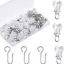 Barydat 40 Set Curtain Track Roller Hooks 0.59 inch Diameter Curtain Rail Ceiling Gliders Set Dual Wheel Roller Carriers for Ceiling Mounted Track with Stainless Steel Hooks