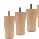 4pcs 4 Inch Wood Furniture Legs, Straight Conical Solid Wood Sofa Legs, Mid-Century Style Furniture Feet for Sofa Cabinet Table Cupboard Couch Ottoman Home DIY Projects