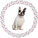 Pink Dog Chain Collar,Bling Dog Chain Necklace Rhinestone Cuban Link Dog Collar Diamond Small Dog Collar Girl Pretty Puppy Collars Female Cat Chain Sparkling Crystal For XXS XS Small Medium Pet,8 Inch