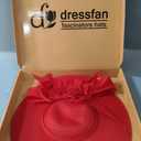 dressfan Church Fascinator Derby Hats for Women,20s 50s Linen Vintage Derby Hat for Church/Wedding/Cocktail/Tea Party (Red)