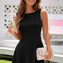 IWD Womens Summer Sleeveless Mini Dress 2026 Elegant Classy Boat Neck A Line Cocktail Party Short Dresses (Black, L)