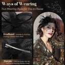 Fascinators Hats for Women Tea Party Hat Feather Mesh Headband Vintage Lace Cocktail Headwear Veil Hair Clip Church (Black)