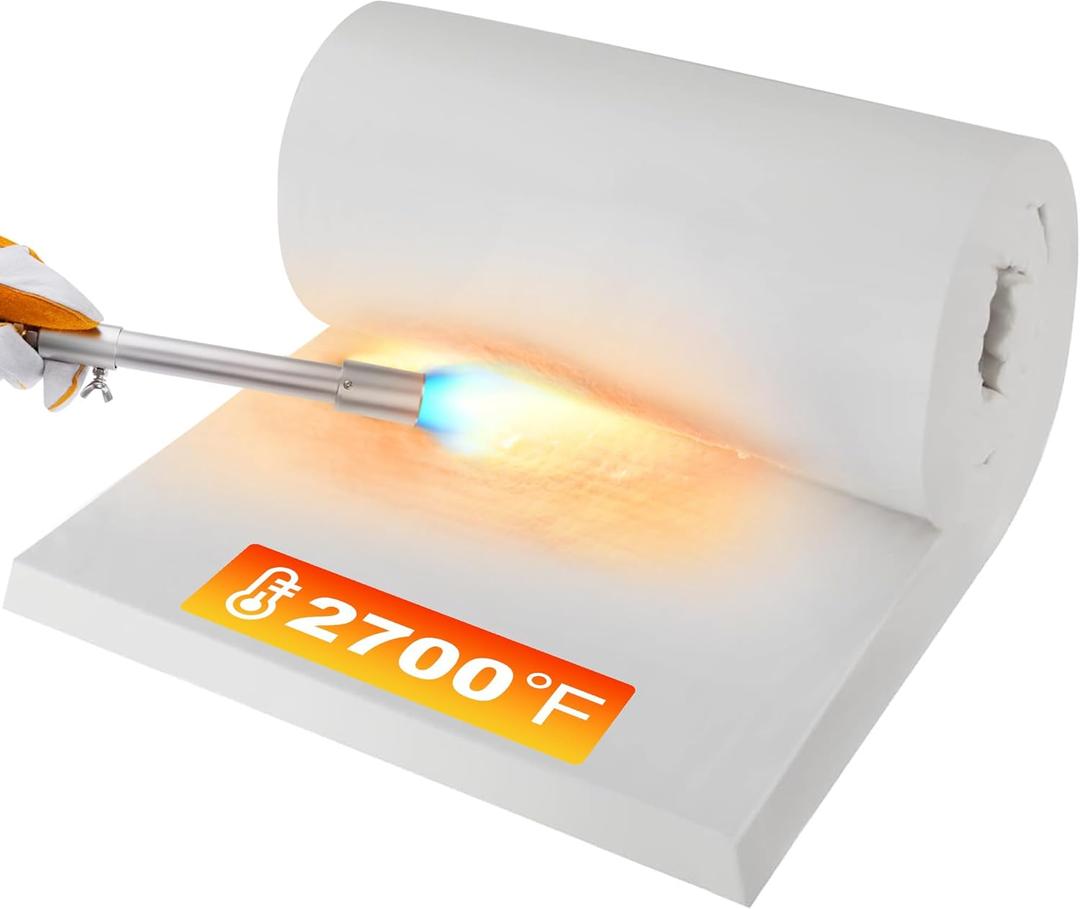 MMasters 24"*12"*1" Ceramic Fiber Insulation Blanket, Fireproof & Heat Resistant Up to 2700F, Ideal for Wood Stove Baffle, Fireplaces, Kilns, Forges, Pizza Ovens, and More