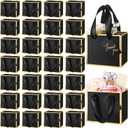 Yeaqee 100 Pcs Mini Metallic Paper Gift Bags with Handle 4.75x2.25x4'' Small Gift Bag DIY Tag Thank You Party Favor for Graduation Father's Day Wedding Baby Shower Birthday Jewelry (Black,Gold)