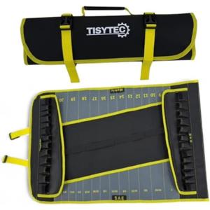 4-in-1 Wrench and Socket Tool Roll Bag 52-Pocket Heavy Duty Organizer for SAE & Metric Sets (1/2" Dr. Sockets) Mobile Mechanic and Fleet Maintenance Tool Wrap Pouch (Industrial Yellow)