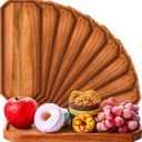 Dandat 12 Pack Wooden Serving Platter Acacia Wood Platters 12 x 5 Inch Rustic Serving Tray Rectangular Charcuterie Board Cheese Plate for Home Decor Dessert Vegetables Fruit Cookie