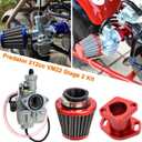 FVRITO Performance VM22 26mm Carburetor Carb for Predator 212cc 196cc Coleman CT200U BT200X Mini Bike KT196 Go Kart GX160 GX200 6.5hp Clone Engine with 38mm Air Filter Intake Manifold Stage 1 Kit Red