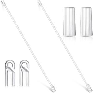 2 Pieces Blind Wand Vertical Blinds Replacement Parts Blind Stick Rod with Hook and Grip Clear for Window(Plastic,36 Inch)