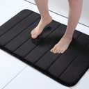 Bathroom Rugs, Soft Absorbent Bath Mats, Dry Fast Bath Mat, Machine Washable Bath Rug Set for Bathroom (Black), 1'4" x 1'11" (Square)