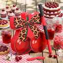 VioraWhite Cherry Leopard Print Piata Set Cherry Cheetah Piata Game with Blindfold Hitting Stick Cheetah Print Red Black Party Theme Decoration for Bachelorette Jungle Animals Women Party Supplies