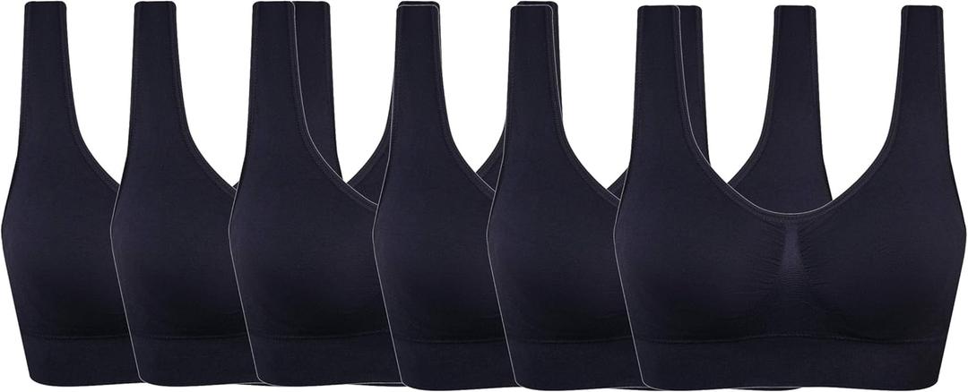 Women's Comfort Workout Sports Bra Low-Impact Activity Sleep Bras 6 Black XXL