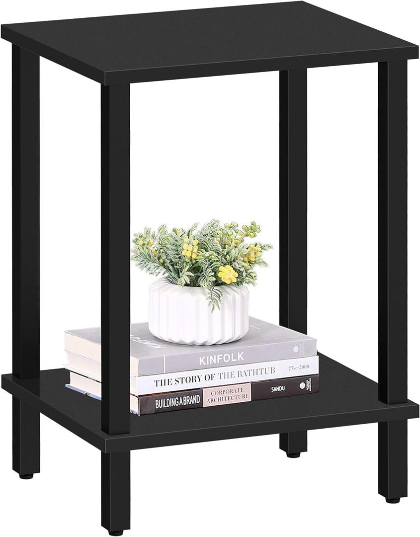 TUTOTAK End Table, Side Table, Nightstand, 2-Tier Storage Shelf, Sofa Table for Small Space, Living Room, Bed Room TB01BK034 (Black)