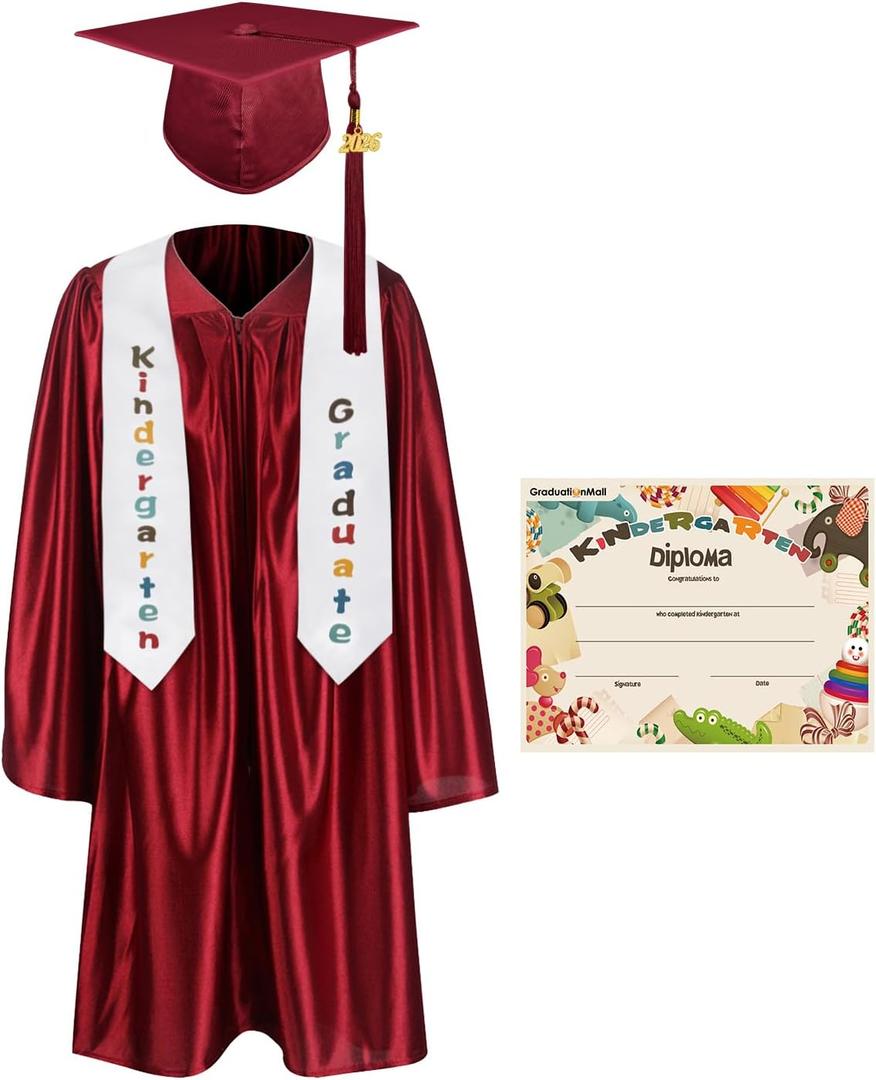 GraduationMall Kindergarten Graduation Cap Gown Stole Package with 2026 Tassel, Certificate