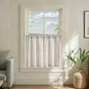 jinchan Striped Linen Kitchen Curtains 30 Inches Tier Curtains Farmhouse Modern Cafe Style Small Window Treatments Airy Light Filtering Rod Pocket for Living Room Bathroom 2 Panels Taupe Grey