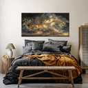 Modern Gold Landscape Canvas Treehouse Wall Art For Living Room 24x48 In