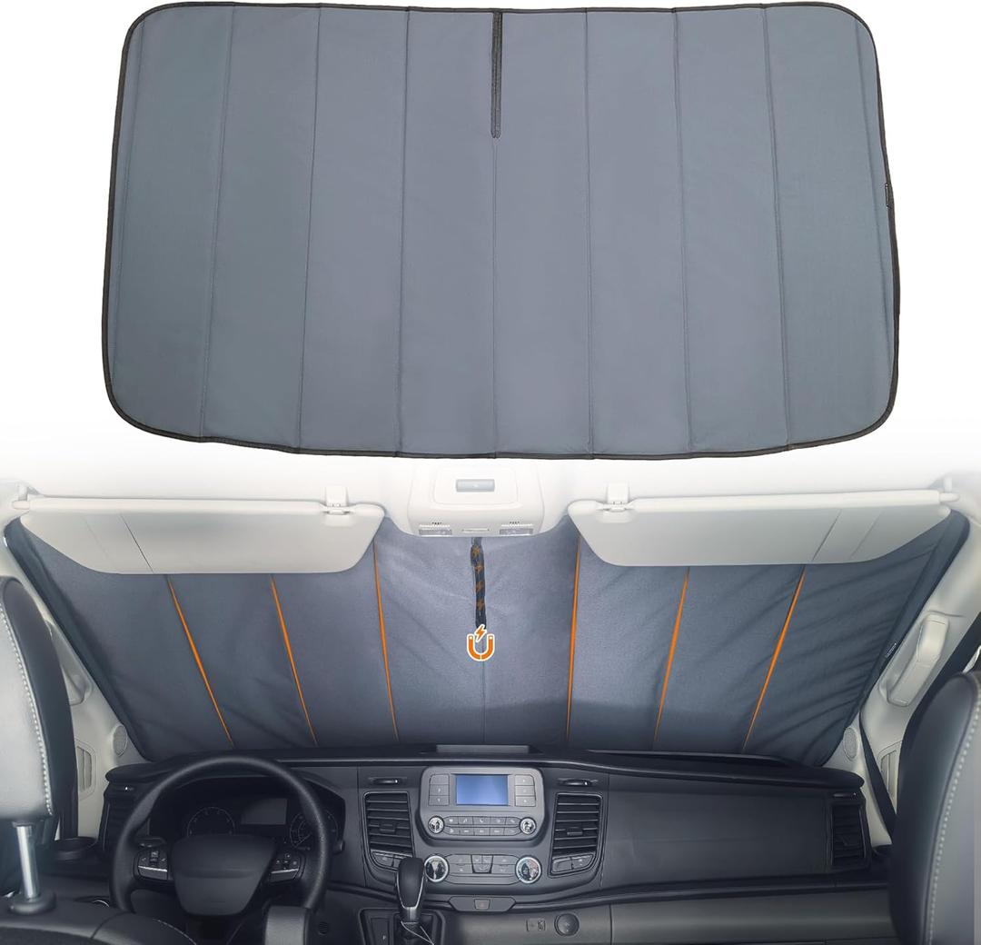 MELIPRON Insulated Blackout Window Cover Fit for Ford Transit 2015-2025, Front Windshield Sunshade, Blocks Light & UV, Keeps Cool in Summer & Warm in Winter, Perfect for Vanlife & Camping