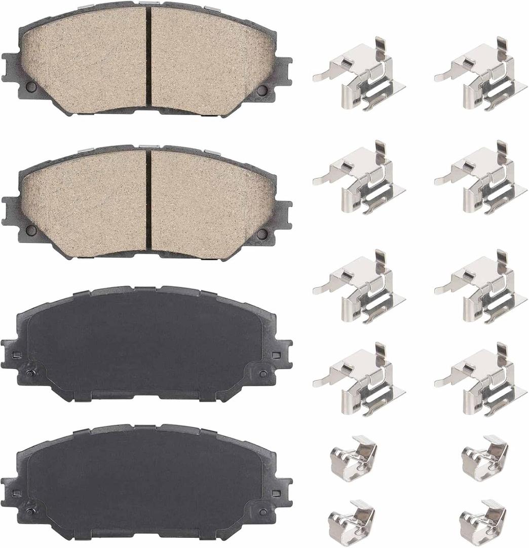 Front Ceramic Disc Brake Pads Set for Toyota Corolla 2009-2019, RAV4 2006-2018, Matrix 2009-2014, Prius V 2012-2017, for Scion xB xD 08-14, for Lexus HS250h 10-12 4PCS(With Hardware)
