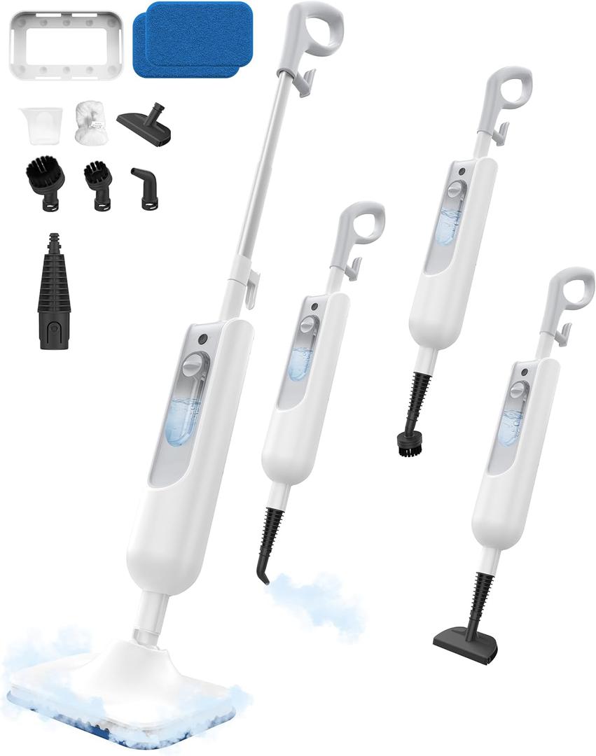 F2 Steam Mop,12-in-1 Handheld Steam Cleaner,Powerful Detachable Steam Mop for Floor Cleaning,360ML Tank,15FT Power Cable,Scrubbing Steam Cleaner for Home,Hardwood,Tile,Grout,Furniture-White