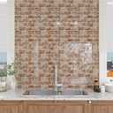 3 x CRE8TIVE 16 Sheets Faux Brick Peel and Stick Backsplash Subway Tile Stick on Backsplash for Kitchen Orange Brown Slate Tile 12"x12" Removable Waterproof Tile Stickers for Bathroom Laundry Room Renters