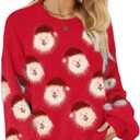 Ugly Christmas Sweaters for Women Funny Santa Xmas Snowflake Holiday Party Cute Knitted Pullover Tops (Large, Red)