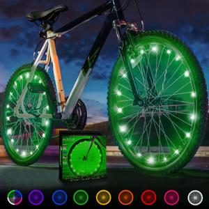 Activ Life 2-Tire Pack LED Bike Wheel Lights with Batteries Included, Get 100% Brighter and Visible from All Angles for Ultimate Safety and Style (Green)