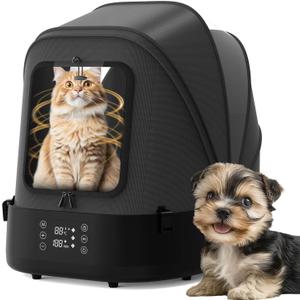 Automatic Pet Dryer Box, 60L Foldable Cat Dryer, 360Quiet Airflow Dog Dryer, Smart Temperature/Time Control Grooming Hair Blower for Cats & Small Dogs