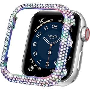 Mosonio Metal Case Cover Compatible with Apple Watch S11 S10 46mm, Full Bling Metal Watch Frame for Women, Shiny and Durable Protective Case Cover for iwatch Series 11 10(Colorful,46mm)