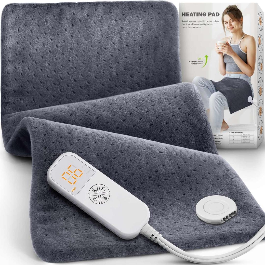 Heating Pad for car More Scientific and Comfortable Fabrics,Heating Pad for Back Pain Relief,Thoughtful Gifts (Dual Gray)