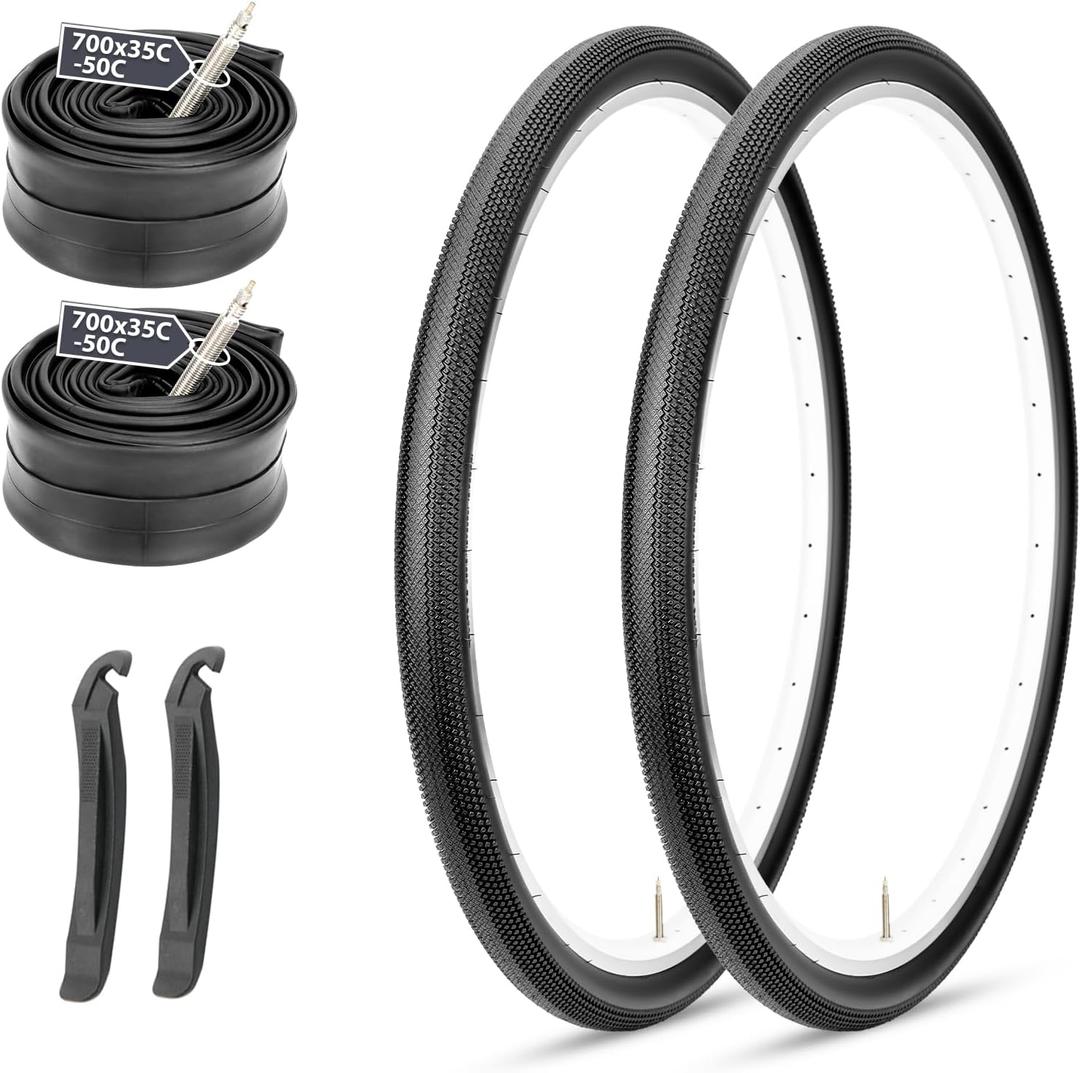 MOHEGIA 700c Gravel Bike Tires Set: 2-Pack 700x38C/700x40C/700Cx42C Folding Bicycle Tires All-Terrain and Pair Inner Tubes with Tire Levers for Off-Road Adventures