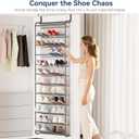 Whitmor 36 Pair Over the Door Shoe Rack,12 Tier Hanging Shoe Organizer with Metal Frame & Mesh Shelves, Heavy Duty Shoe Storage Holder for Door, 74" H x 21.7" W x 7.5" D, Matt Gunmetal